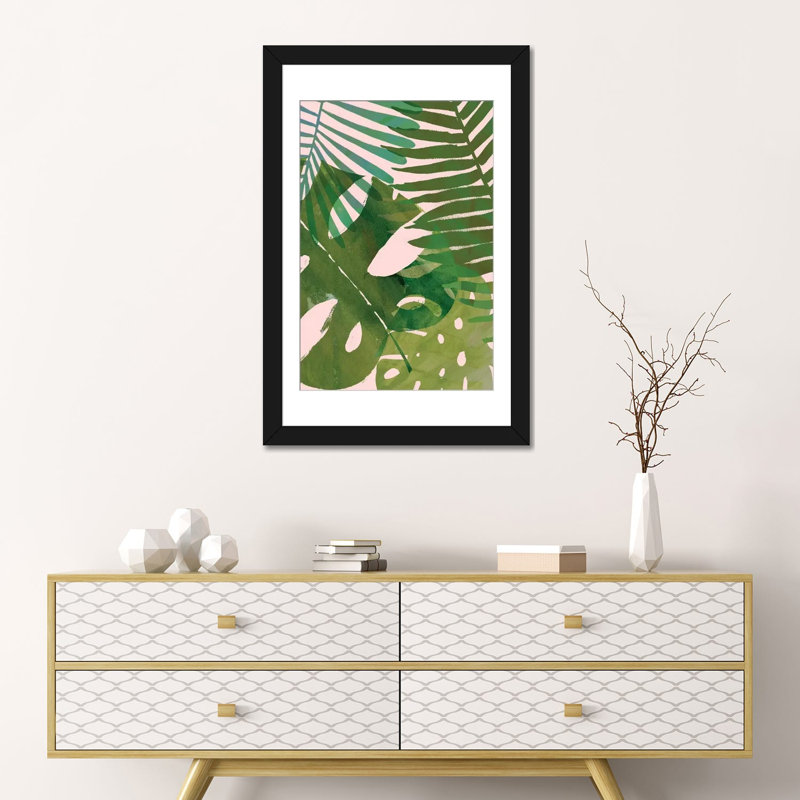 « tropical enchevêtrer ii », art sur toile, H 24 po x l 16 po x P 1 po, Papier d'art encadré noir