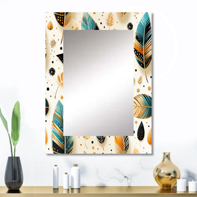 Motif de charmes de plumes Boho Chic - Motho, grand miroir mural, miroir décoratif boho