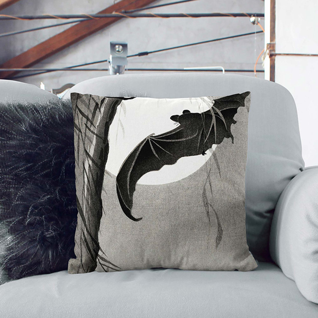 Bats Under a Full Moon by Ohara Koson Cushion with Filling