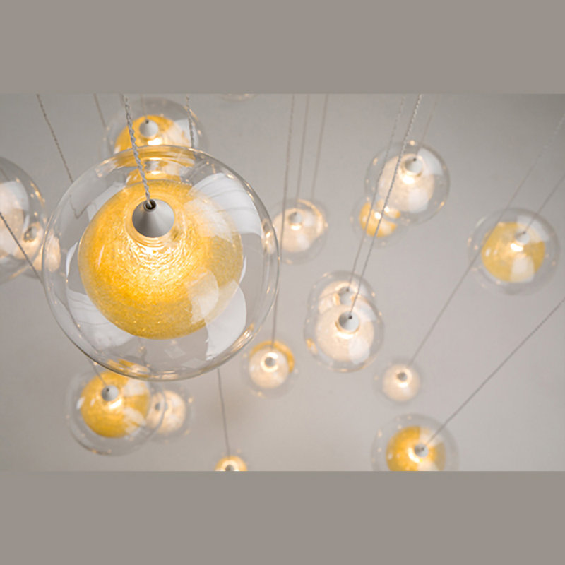 37 - Light Pendant, Clear/Gold