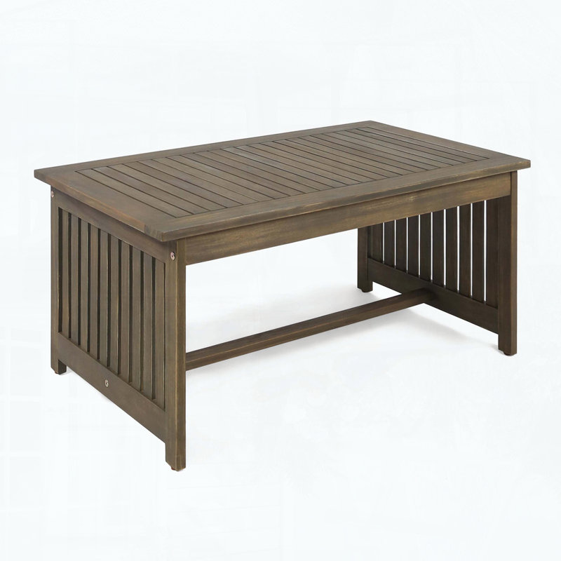 Gray-Finished Acacia Wood Outdoor Coffee Table, Gray