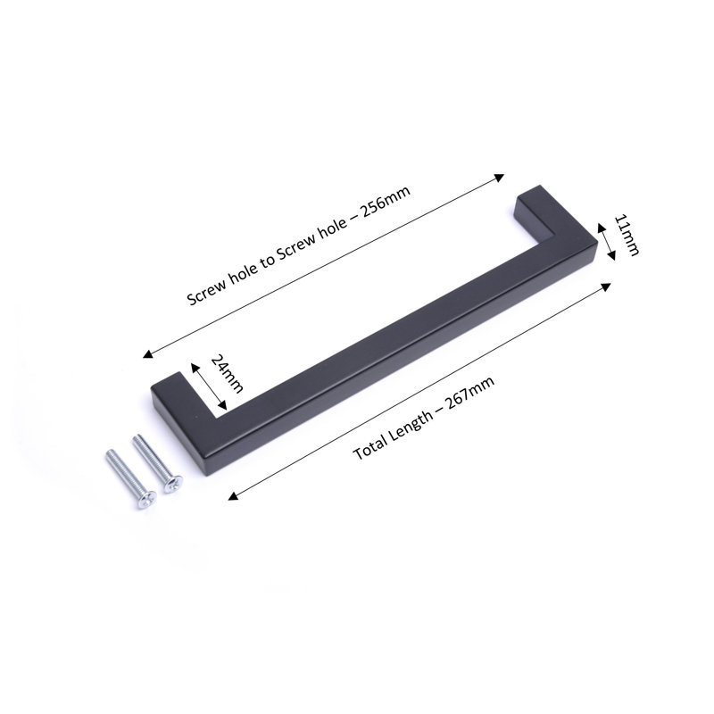 Aryabella 16cm Bar Handle, Matt Black, 256mm