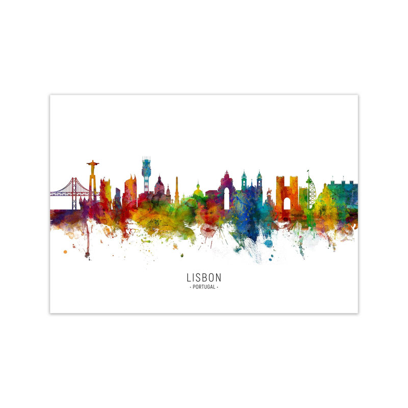 Lisbon Portugal Skyline by Michael Tompsett - Print, 60cm H x 84cm W x 1cm D, Unframed
