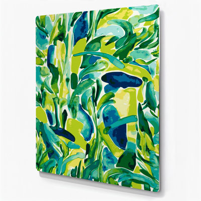 Abstrait aquarelle 57, art mural en métal vert