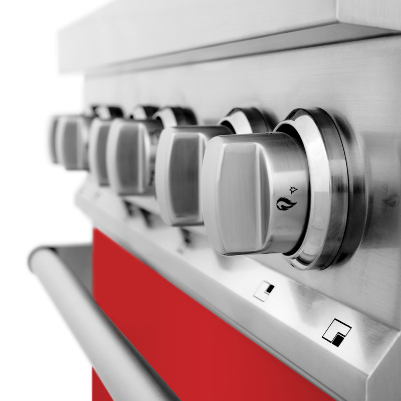 ZLINE 30" Legacy Dual Fuel Range, Red Matte Stainless Steel