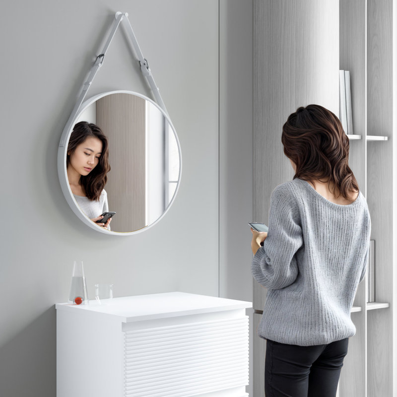 Trombly Metal Flat Wall Mirror, White