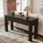 Natural Wood Console Table With Diamond Pastoral Pattern Inlay Design, Concealed Handle Drawer Sofa Table Entryway Table-966848271