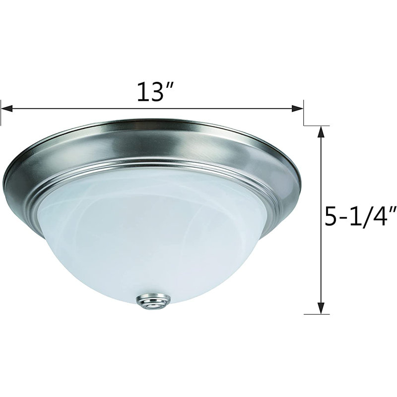 Plafonnier encastré en verre Siyade, Nickel brossé, H 5,5 po x l 11 po x P 11 po