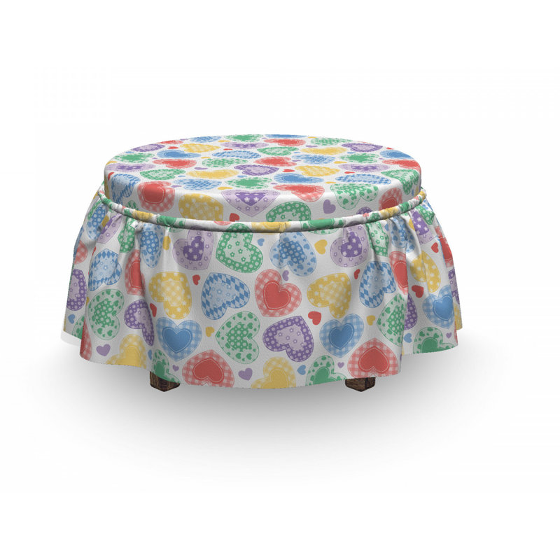 Ensemble de housse pour repose-pieds coussin de boîte 2 pièces love patchwork hearts