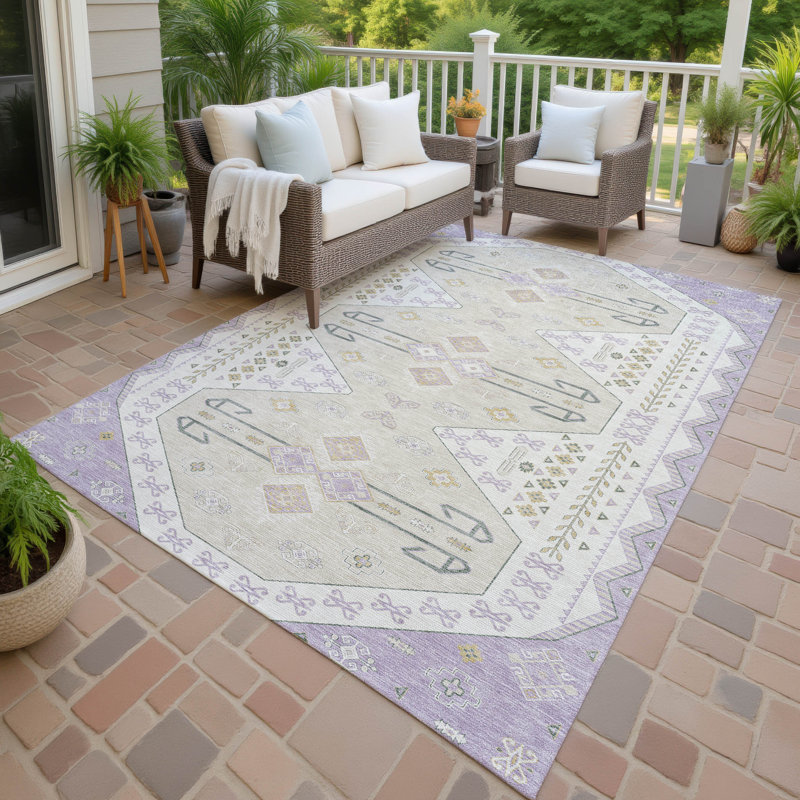 Tapis lavable à la machine intérieur / extérieur ACN2565, Lavande, 5 pi x 7 pi 6 po