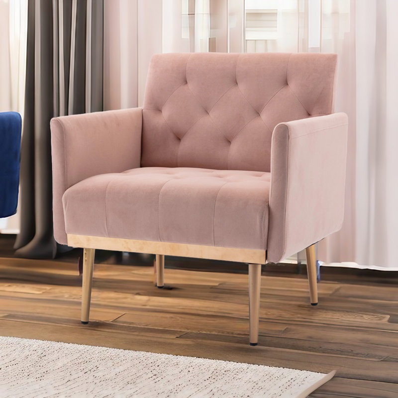 Gus Velvet Armchair, Pink