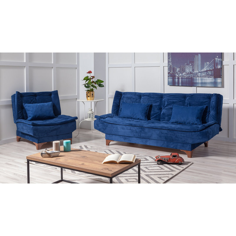 Masonville 2 - Piece Living Room Set, Dark Blue 100% Fabric