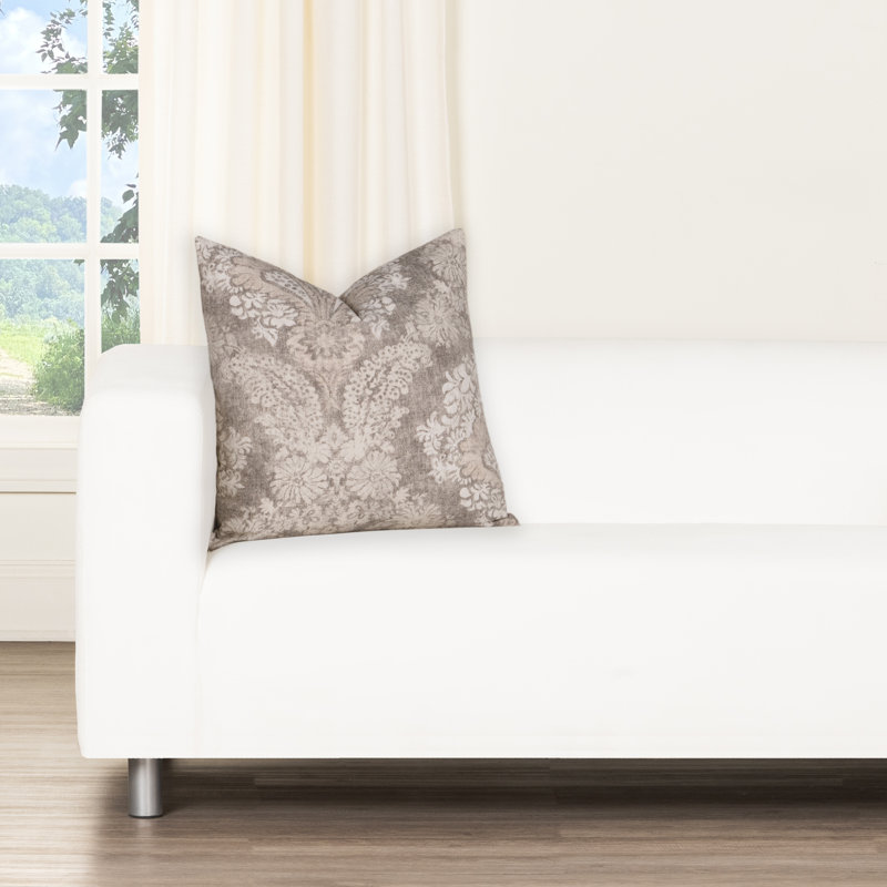 Coussin 100% coton Magnolia Home Fashions, H 18 po x l 18 po, Polyester, Damas gris