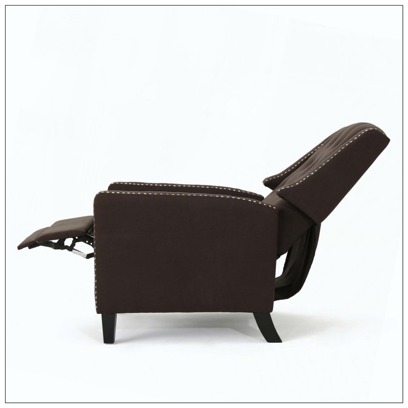 Classic Fabric Push Back Chair For Living Room Bedroom Seating, Coffee, No Motion
