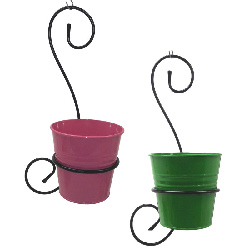 Conyngham Metal Wall Planter, Pink/Sage