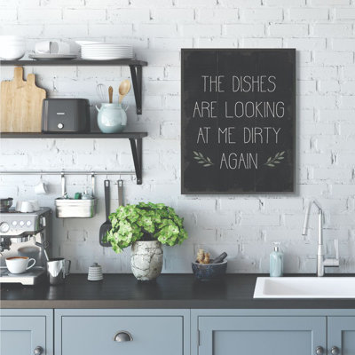 «Dish Look Dirty Funny Family Kitchen Word Design» - Impression d'art textuel sur toile