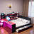 Modern Gaming Daybed With Integrated Desk, Light Strips, Built-in Charging Station, 3 Storage Drawers And Storage Shelves-1431639943-1431639940