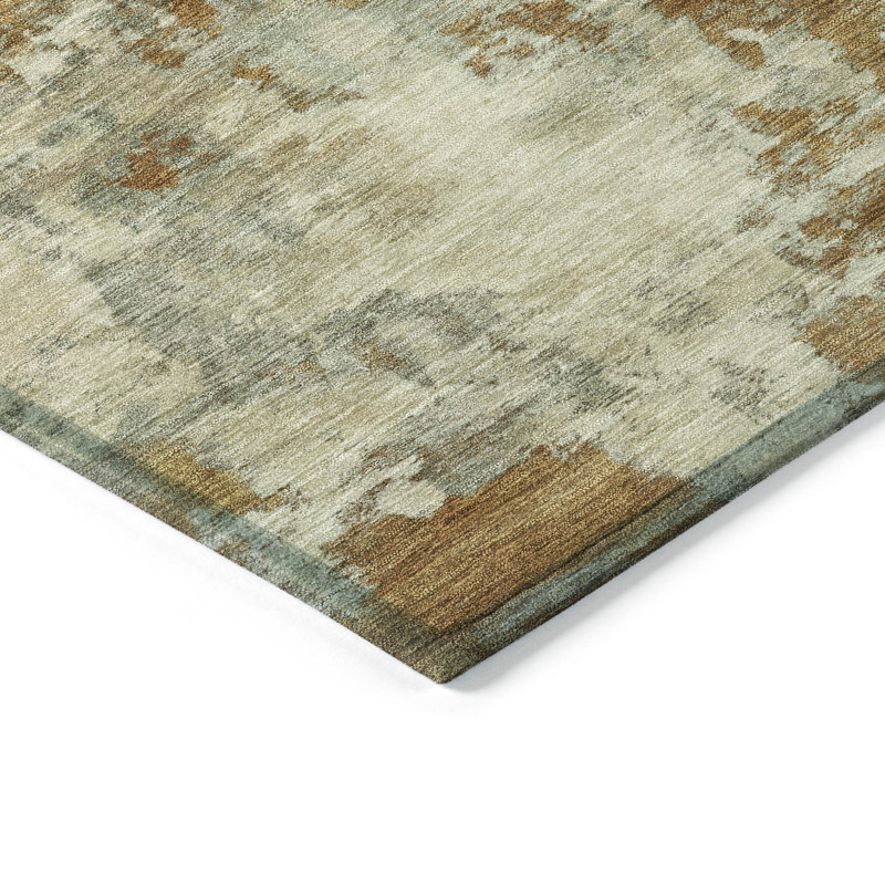Tapis terre cuite lavable à la machine intérieur / extérieur Xhevrie, Tapis de couloir 2 pi 3 po x 7 pi 6 po