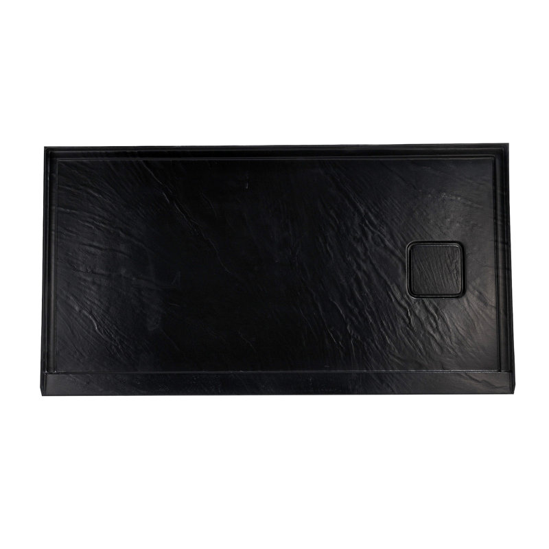 60 In. X 32 In. Rectangle Black Acrylic Bathroom Alcove Shower Pan Base With Right Hand Drain