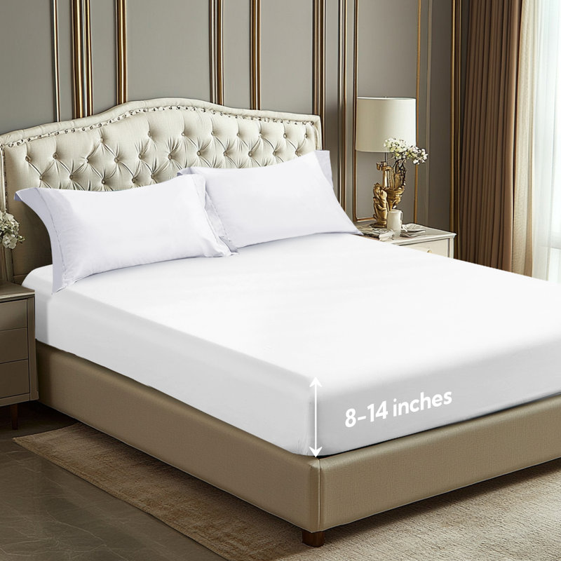 Solayne Deep Pocket Fitted Sheet Only 100% Long Staple Cotton Breathable Bottom Sheet Fits Up To 14" Deep Mattress, Navy Blue