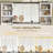 61.5"  Makeup Vanity with Mirror and Adjustable LED Lights, Farmhouse Dressing Table with 5 Drawers, 4 Cabinets and 1 Cushion Storage Stool