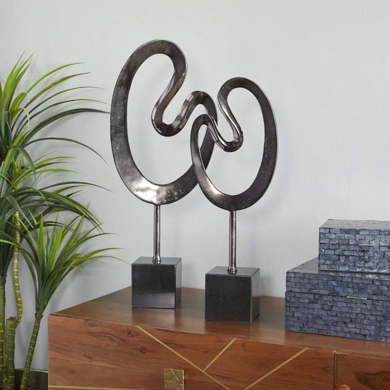 Andere 2 Piece Metal Sculpture Set, Black