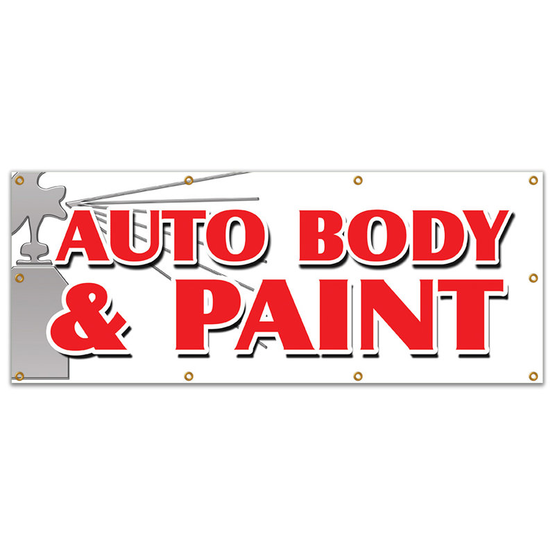 Enseigne de carrosserie et peinture pour auto, H 36 po x l 96 po x P 0,1 po