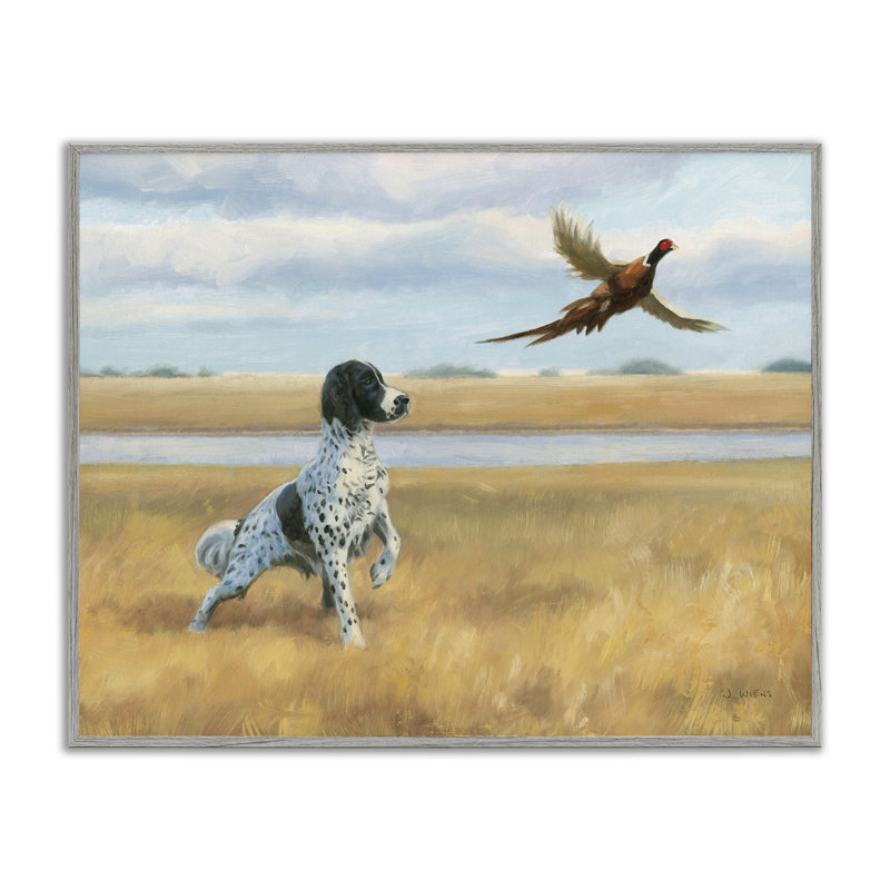 Pointer Dog and Faisan, H 11 po x l 14 po x P 1,5 po, Estampe numérique Farmhouse