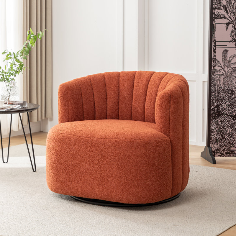 Fauteuil demi-tonneau pivotant Musaab, Orange moelleux