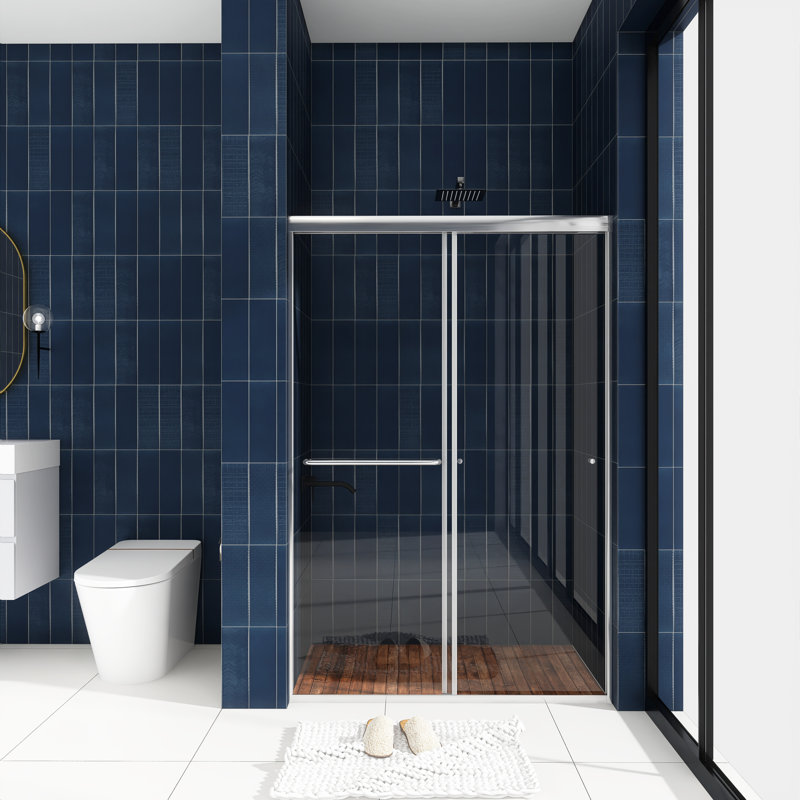 60" W x 72" H Double Sliding Framed Tub Door, 48" W, Nickel