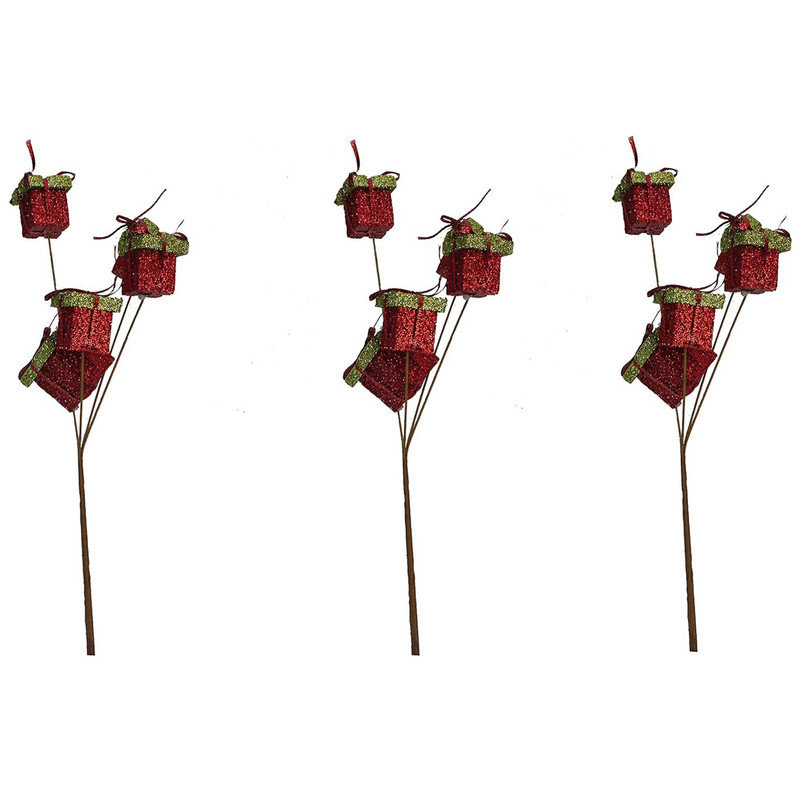 Ensemble de 3 décorations de Noël pour la saison, vert et rouge