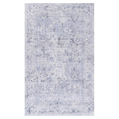 4X6 Area Rug, Washable, Low-Pile, Non-Slip, Non-Shedding, Foldable, Pet & - For Living Room, Bedroom, Kitchen, Dining Room And Stain  Blue+Cream Foldable Ideal For Soft Enticing