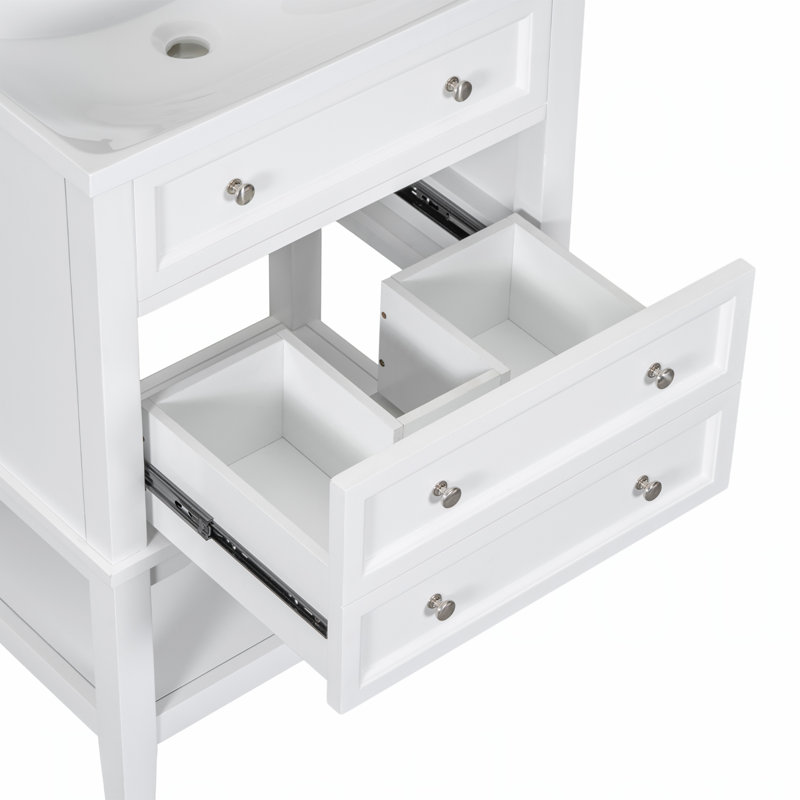 Meuble-lavabo compact compact de 24 po avec lavabo, durable et élégant pour les petites salles de bain, imperméable et peu encombrant