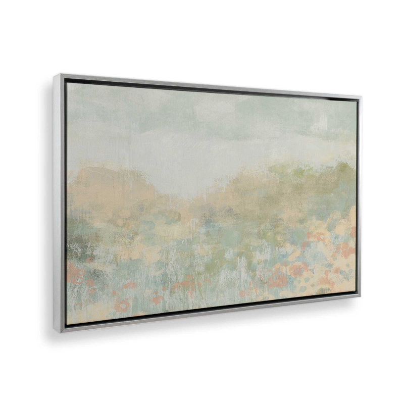 «Dreamy Meadow II» par June Erica Vess, reproduction d'art sur toile, Argent argent, H 32 po x l 48 po