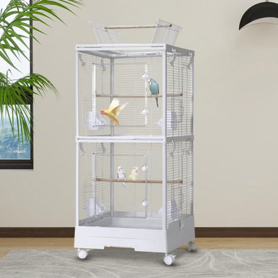 Petite cage à oiseaux sur roulettes, cage à perroquet de 40 pouces avec support supérieur, porte-oiseaux 3 en 1