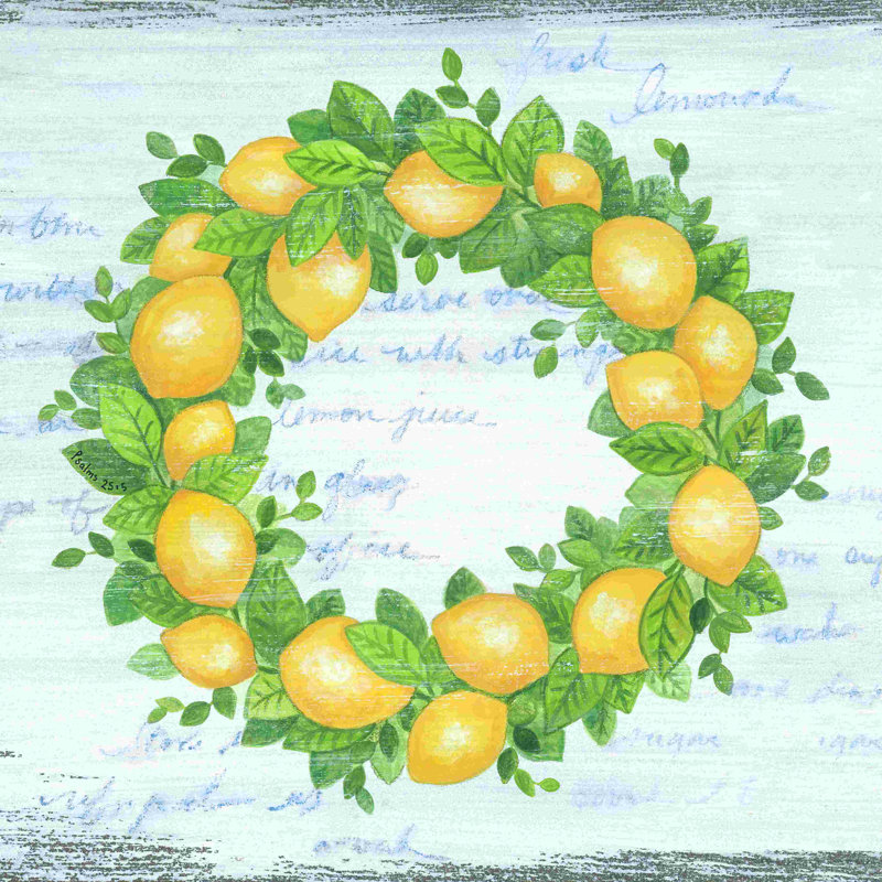 Couronne de citron - Peinture, H 12 po x l 12 po, Non, Toile tendue
