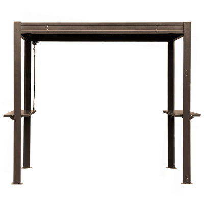 Pergola à persiennes 8 x 5 pi pour barbecue d'extérieur, pergola à toit rigide avec gouttière intégrée et toit imperméable réglable, abri de jardin en métal pour terrasse de patio