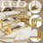 Modern Coffee Table,Rectangle, Asymmetrical Metal, Gold Finish & Lower Shelf-1756790968
