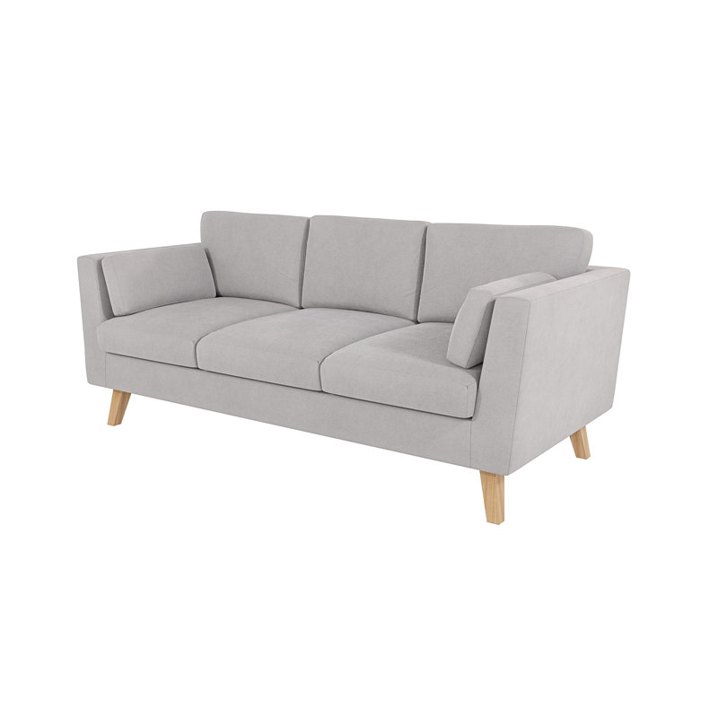 Sofa 3 Seater with Wooden Legs In Scandinavian Style , Silver
