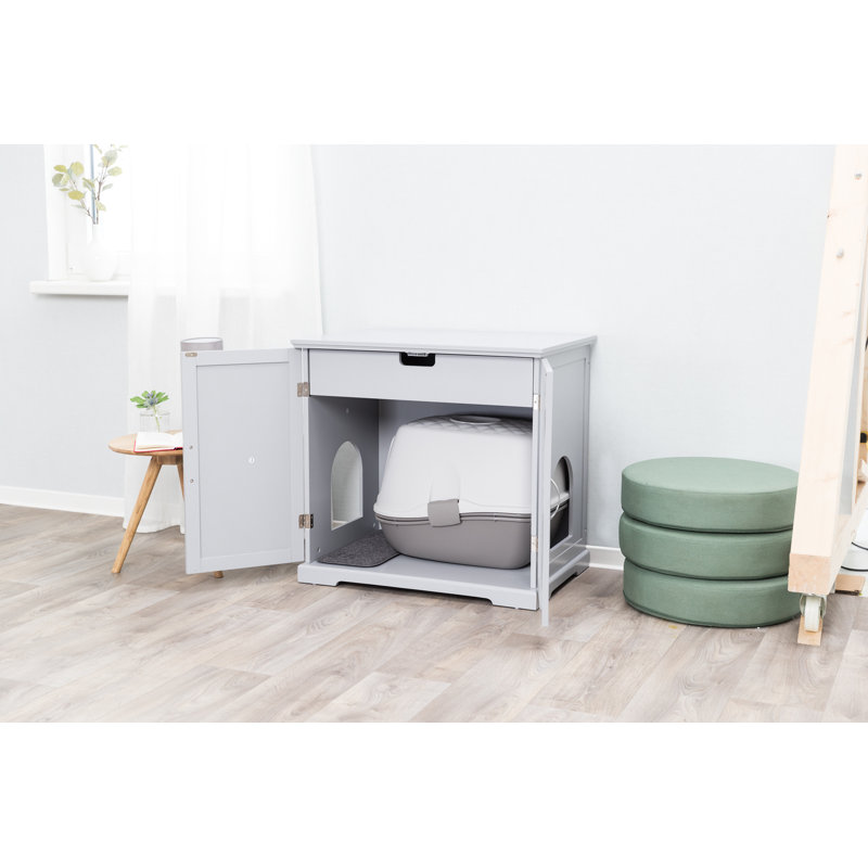 TRIXIE XL Cat Furniture Litter Box Enclosure with Drawer, Hidden Litter, Indoor Cat Furniture, Pet Home Side Table, Gray
