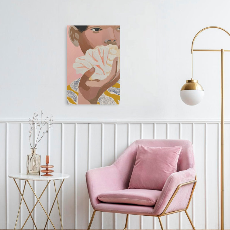 Curious Shell Moment Delicate Modern Organic Ocean Portrait Wall Art Print by Mathieu - Wrapped Canvas Print