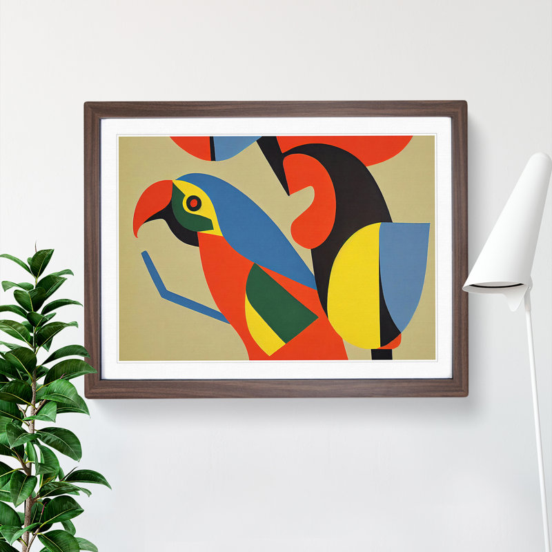 XH1022-6787X Parrot Abstract Vol.3 1 Piece Single Picture Frame Wall Art, 25cm H x 34cm W x 2cm D, Walnut
