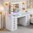 Makeup Vanity Set with LED Lighted Mirror HD Glass Top Built-in LED Light Strips Large 13 Drawers
