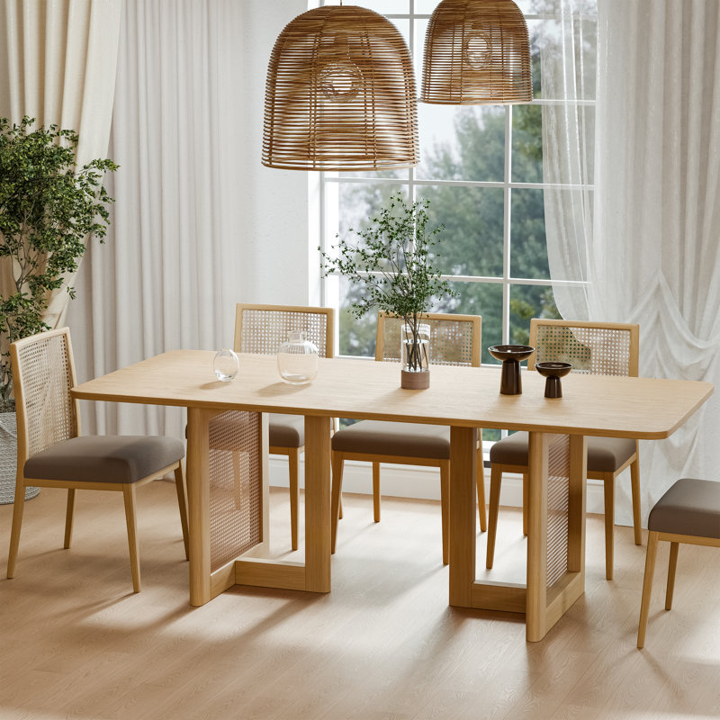 Andiel 33.5"W×30"H Wood Dining Table, Natural Wood, 30"H x 79"L x 33.5"W