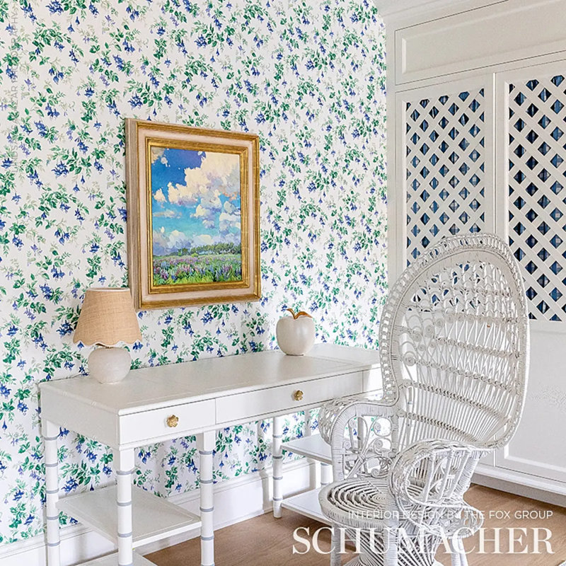 Garden Gate Chintz Fabric, Cobalt