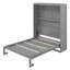 Lit escamotable double pleine grandeur avec tablettes, gris