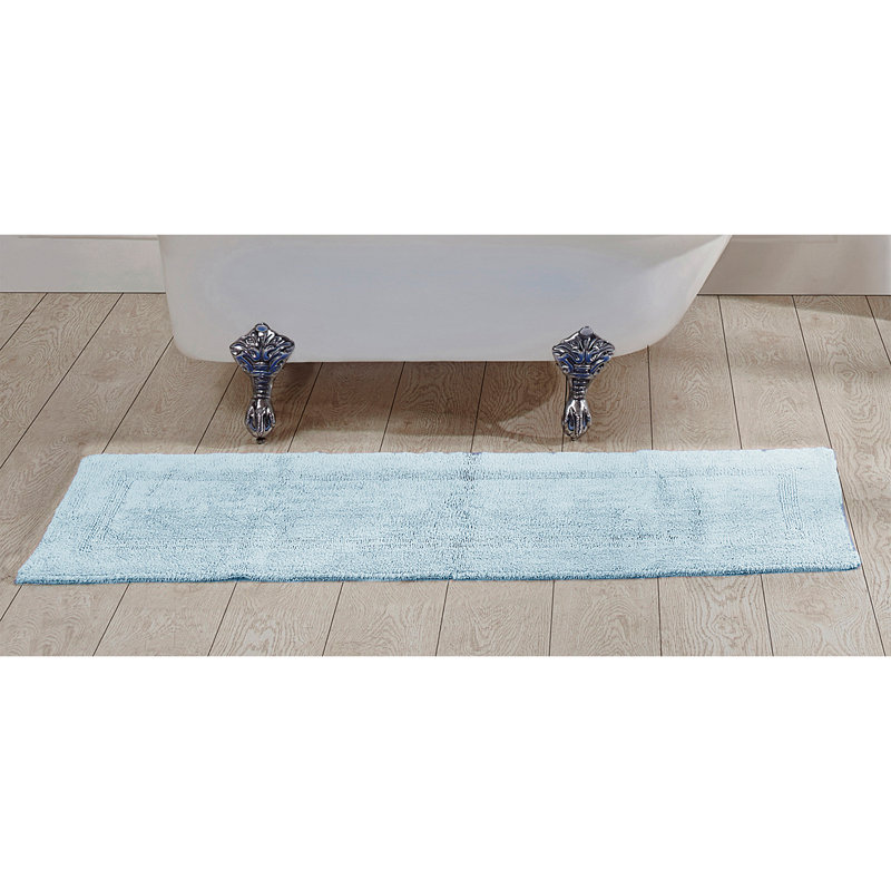 Rozanne Reversible Cotton Bath Rug, Blue, 20" x 60" Runner