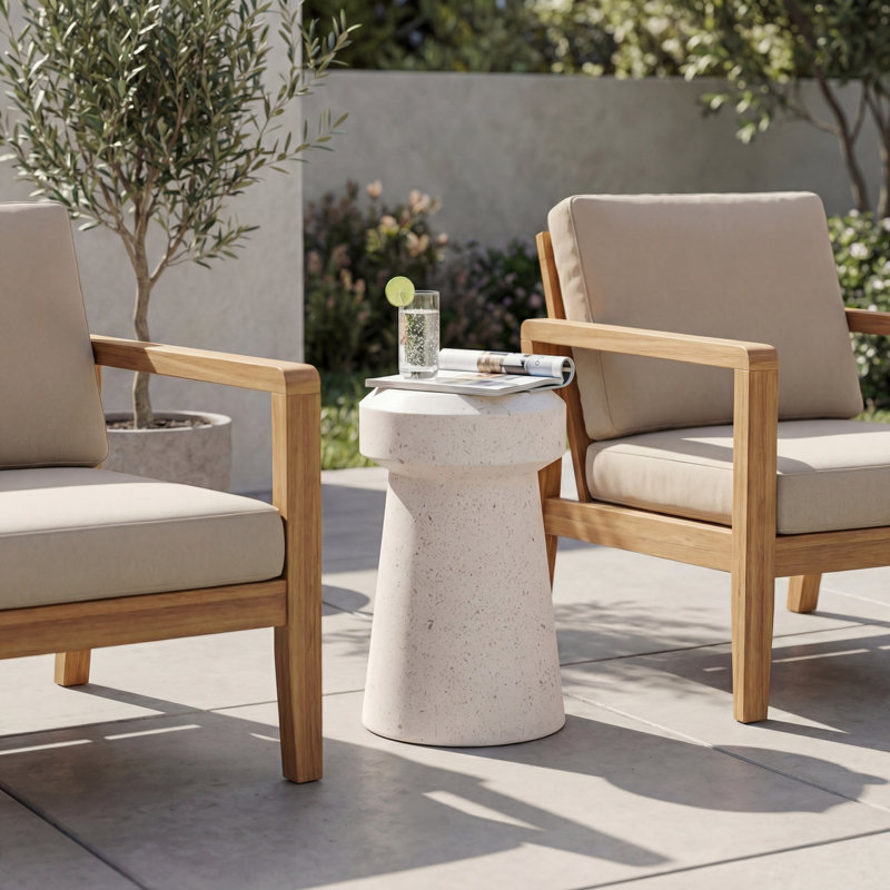 Magnus End Table, Ivory Terrazzo