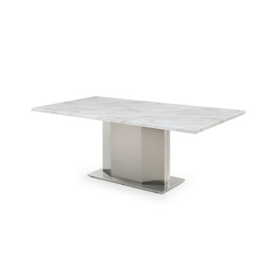 79" Marble Dining Table with Stainless Steel Base