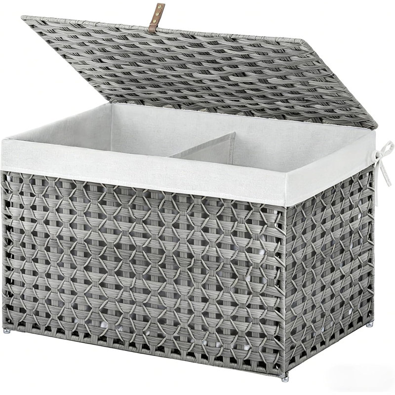 Boîte de couverture en rotin avec cadre en métal 104L, Gris